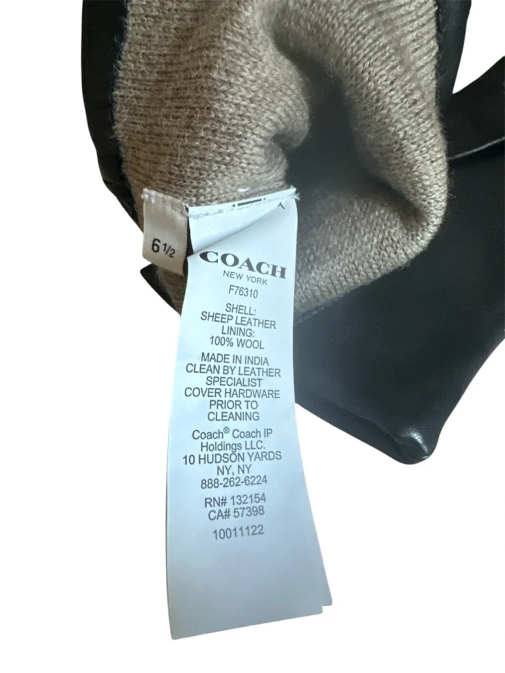 Coach Horse and Carriage Plaque Leather Tech Gloves size 6 1/2